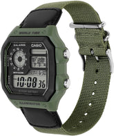 Casio Men's Watch Digital, Green Dial Green Fabric Strap, AE-1200WHB-3BVD product image