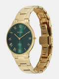 Titan Edge Gleam Quartz Analog Women's Watch With Green Dial And Gold Stainless Steel Strap, 2734YM03