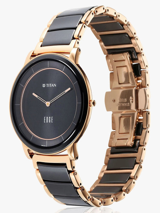 Titan Men's Watch Edge Collection, Black Dial Two Toned Ceramic Strap, 1878KD03