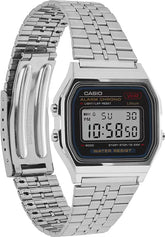 Casio Men's Watch Vintage Collection Digital, Black Dial Silver Stainless Steel Strap, A159W-N1DF