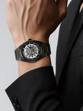 Titan Skeletal Men's Automatic Analog with Gun Dial with Grey Stainless Steel Strap Watch 90221QM02