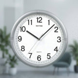 Rhythm Basic Wall Clock | 3D Numerals, Silent Silky Move | Silver, CMG434BR19