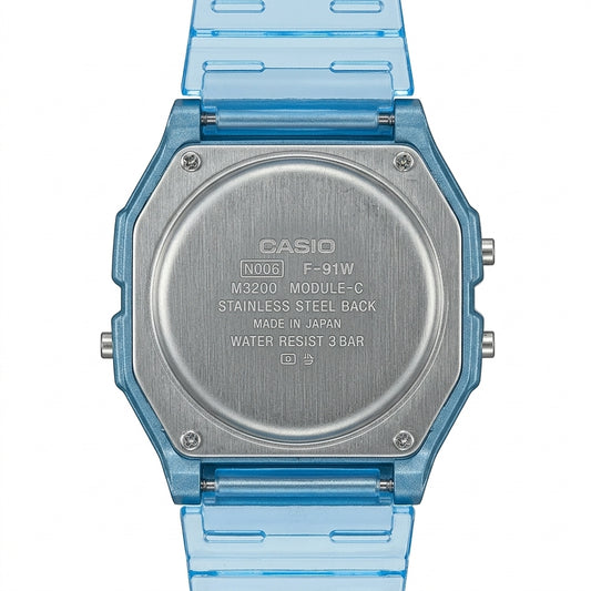 Casio Men's Watch Vintage Collection Digital, Blue Dial Blue Resin Strap, F-91WS-2DF