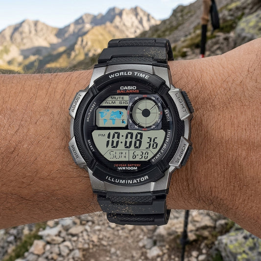 Casio Men's Watch Sport Collection Digital, Black Dial Black Silicone Strap, AE-1000W-1BVDF