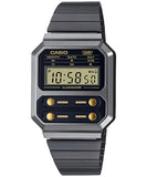 Casio, Men's Watch Vintage Collection Digital ,Black Dial Grey Stainless Steel Band, A100WEGG-1A2DF