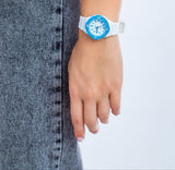 Casio Women's Watch Analog, Blue Dial White Resin Strap, LRW-200H-2BVDF