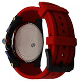 Quantum Men's Choronograph Watch Analog Black Dial with Red Silicone Band, HNG905.658