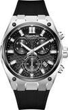 Quantum Men's Chronograph Watch Black Dial Black Silicone Band, HNG1237.351