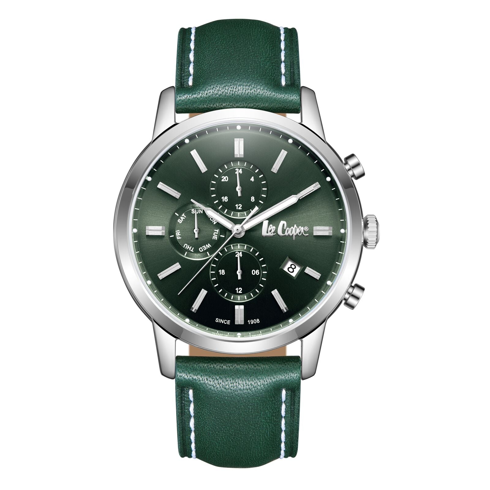 Lee Cooper, Men's, Analog Watch, Green Dial, with Leather Band, LE-LC08085.377