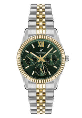 Beverly Hills Polo Club Women's Watch Analog Green Dial with Silver/Gold Stainless Steel Band, BP3169C.270