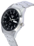 Seiko 21 Jewels Arabic Dial Men's Watch Analog Black Dial with Silver Stainless Steel Band, SNK063J5