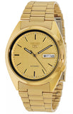 Seiko 5 Men's Automatic Watch Analog Gold Dial with Gold Stainless Steel Band, SNXL72K