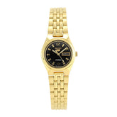 Seiko Women's Mechanical Watch Analog, Black Dial Gold Stainless Band, SYMK38K