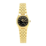 Seiko Women's Mechanical Watch Analog, Black Dial Gold Stainless Band, SYMK38K