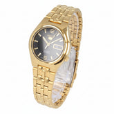 Seiko Men's Mechanical Watch Analog, Black Dial with Gold Stainless Band, SNKL66K