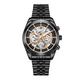 Lee Cooper Men's Automatic Watch Analog Black Dial with Black Stainless Steel Band, LC08176.650