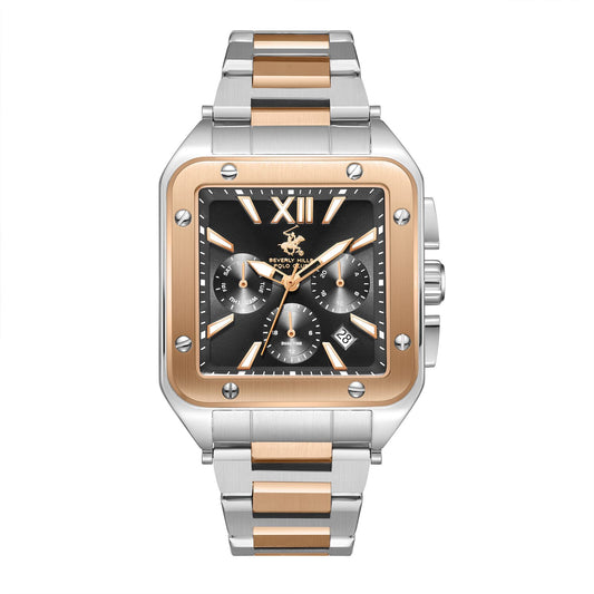 Beverly Hills Polo Club, Men's, Analog Watch, Black Dial, with Stainless Steel Band, BH-BP3685X.550