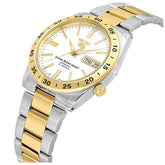 Seiko Men's Mechanical Watch Analog, White Dial Silver & Gold Stainless Band, SNKE04J