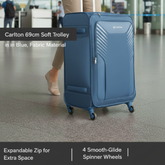 Carlton Mark Plus 69cm 4 Wheel Soft Trolley Blue, MARKPLUS69BLU