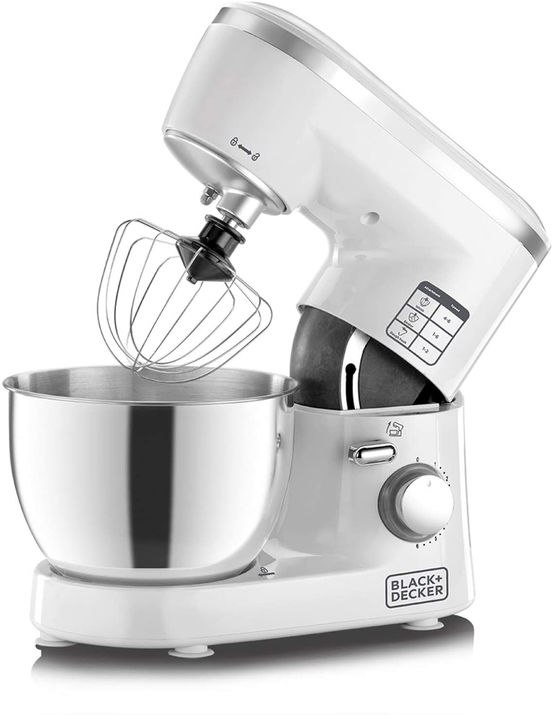 Black+Decker, 1000W 6 Speed Stand Mixer with Stainless Steel Bowl, SM1000