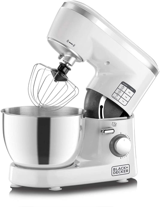 Black+Decker, 1000W 6 Speed Stand Mixer with Stainless Steel Bowl, SM1000 Mixer BL-SM1000