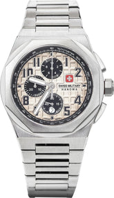 Swiss Military Hanowa Men's Chronograph Watch Grey Dial with Silver Stainless Steel Bracelet, SMWGI2102002