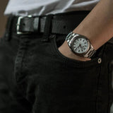 Seiko Men's Mechanical Watch Analog, Silver Dial with Silver Stainless Band, SNKL51K