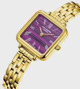 Lee Cooper Women's Analog Watch Purple Dial With Gold Metal Band,LC08226.180