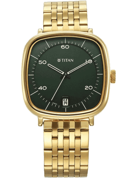 Titan, Men, Analog, Watch, Green Dial, Stainless steel Strap, 1885YM02