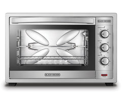 Black+Decker, 62 Litres Double Glass Toaster Oven with Rotisserie, Silver, TRO62RDG