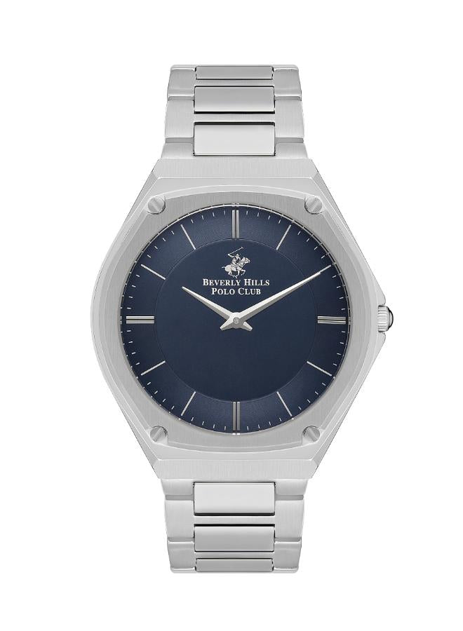 Beverly Hills Polo Club Men's Watch, Analog, Blue Dial, Silver Stainless Steel Strap, BP3545X.390