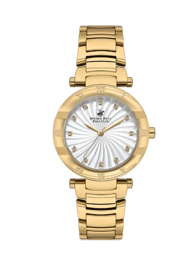 Beverly Hills Polo Club Women's Watch, Analog, White Dial, Gold Stainless Steel Strap, BP3565C.120
