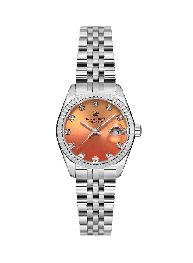 Beverly Hills Polo Club Women's Watch, Analog, Orange Dial, Silver Stainless Steel Strap, BP3595X.380