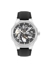 Lee Cooper Men's Watch, Automatic, Silver Dial Black Leather Strap, LC07904.351