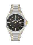 Beverly Hills Polo Club Men's Watch, Analog, Black Dial, Silver & Gold Stainless Steel Strap, BP3544X.250