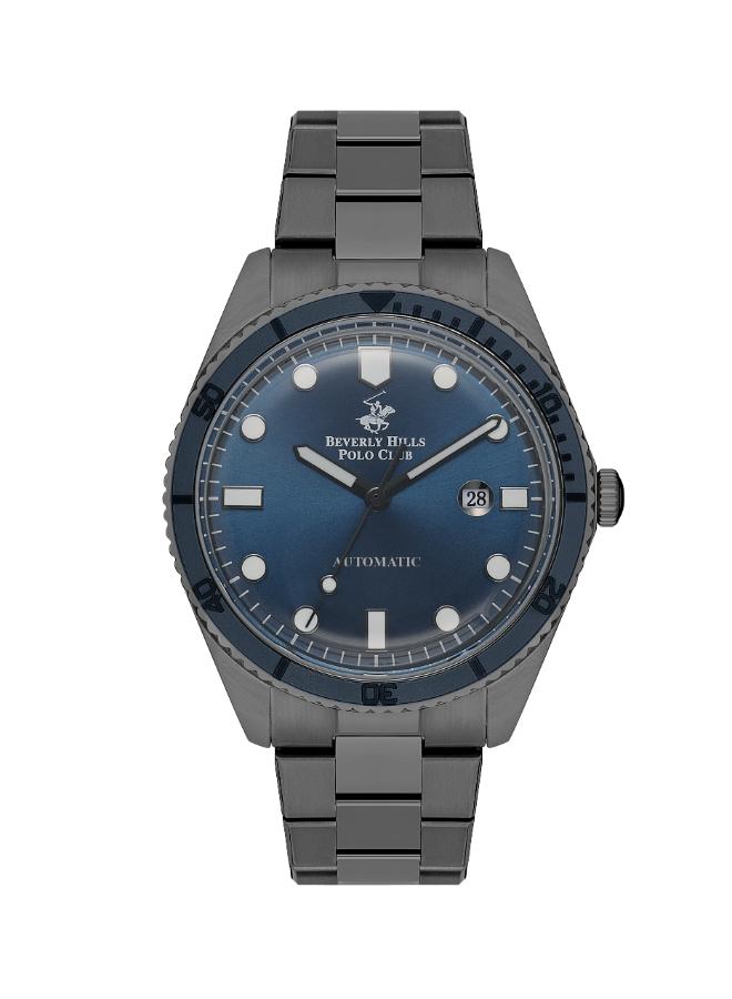 Beverly Hills Polo Club Men's Watch, Analog, Blue Dial, Grey Stainless Steel Strap, BP3576X.090