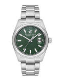 Beverly Hills Polo Club Men's Watch, Analog, Green Dial, Silver Stainless Steel Strap, BP3598X.370