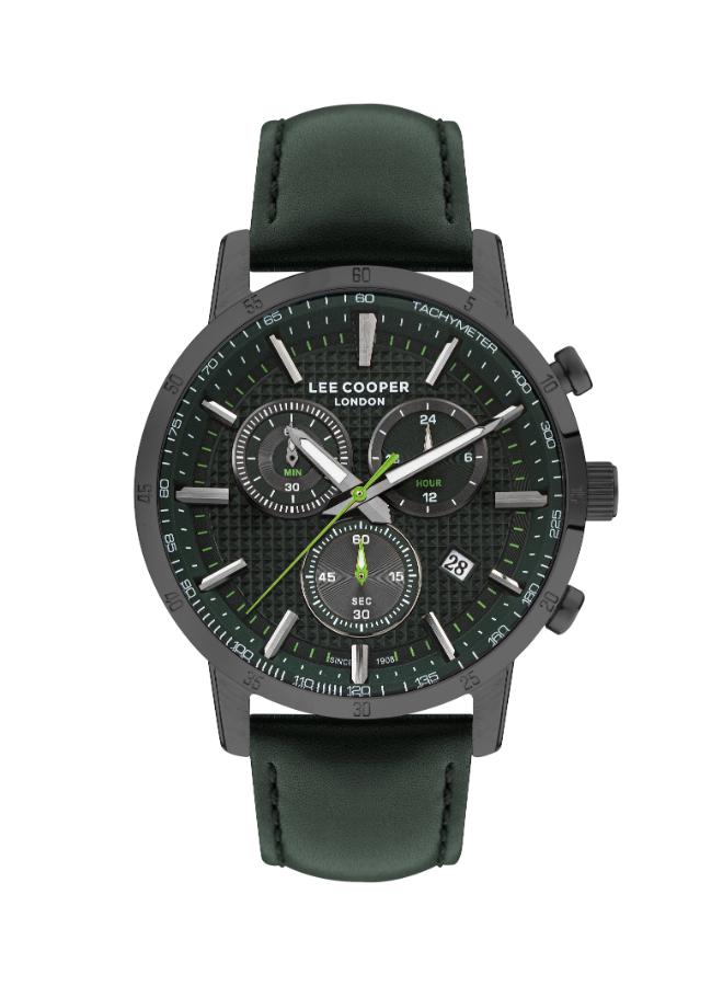 Lee Cooper Men's Multifunction Watch Analog, Black Dial Black Leather Strap, LC07877.077