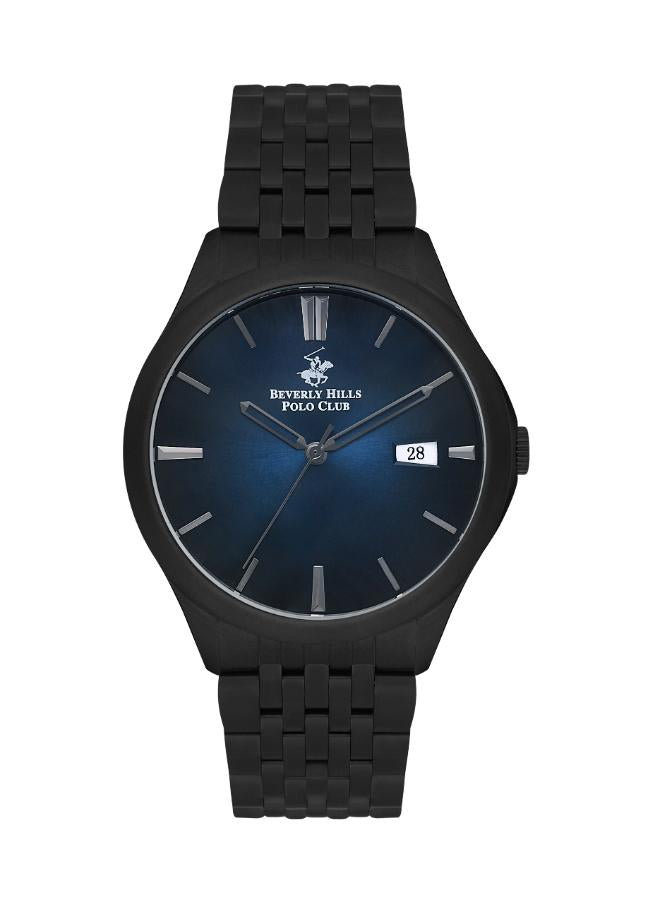 Beverly Hills Polo Club Men's Watch, Analog, Blue Dial, Black Stainless Steel Strap, BP3579X.690