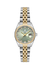 Beverly Hills Polo Club Women's Watch, Analog, Green Dial, Silver & Gold Stainless Steel Strap, BP3595X.270