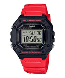 Casio Men's Watch Digital, Black Dial Red Resin Strap, W-218H-4BVDF