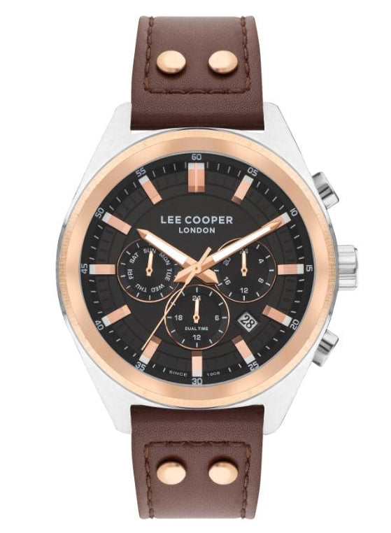 Lee Cooper, Men's, Analog Watch, Black Dial, with Leather Band, LE-LC07842.554