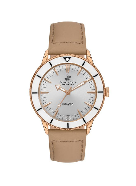 Beverly Hills Polo Club, Men's, Analog Watch, White Dial, with Leather Band, BH-BP3580C.434