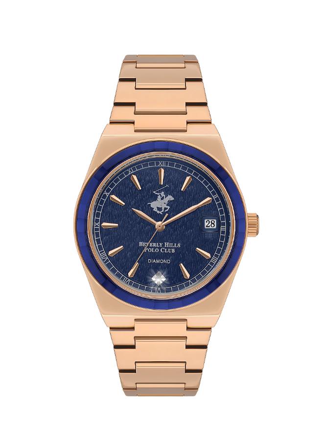Beverly Hills Polo Club Women's Watch, Analog, Blue Dial, Rose Gold Stainless Steel Strap, BP3562C.490