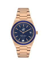 Beverly Hills Polo Club Women's Watch, Analog, Blue Dial, Rose Gold Stainless Steel Strap, BP3562C.490