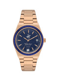 Beverly Hills Polo Club Women's Watch, Analog, Blue Dial, Rose Gold Stainless Steel Strap, BP3562C.490