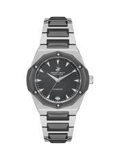 Beverly Hills Polo Club Women's Watch, Analog, Black Dial, Silver & Black Stainless Steel Strap, BP3561X.350