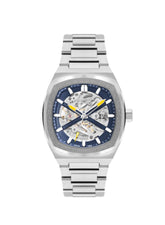 Lee Cooper Men's Auto Watch Analog, Blue Dial Silver Stainless Steel Band, LC07903.390