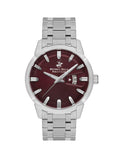 Beverly Hills Polo Club Men's Watch, Analog, Red Dial, Silver Stainless Steel Strap, BP3536X.380
