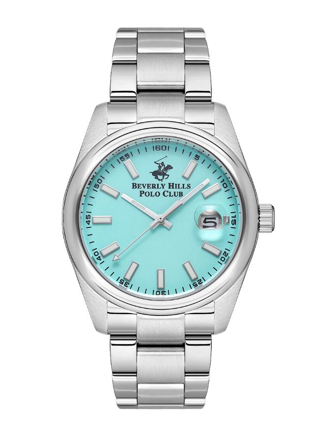 Beverly Hills Polo Club Men's Watch, Analog, Blue Dial, Silver Stainless Steel Strap, BP3598X.300